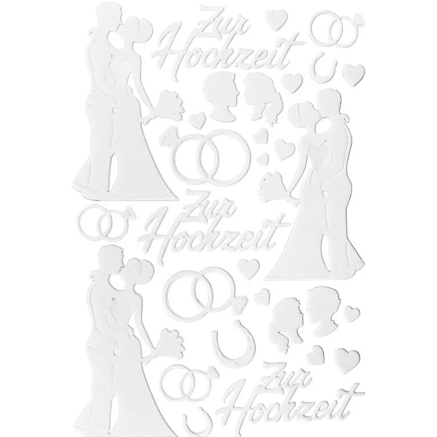 3-D Sticker Deluxe, Zur Hochzeit, selbstklebend, weiß