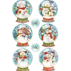 3-D Sticker, Schneekugeln, 14cm x 21cm, mit Bolblister und Schneeflocken