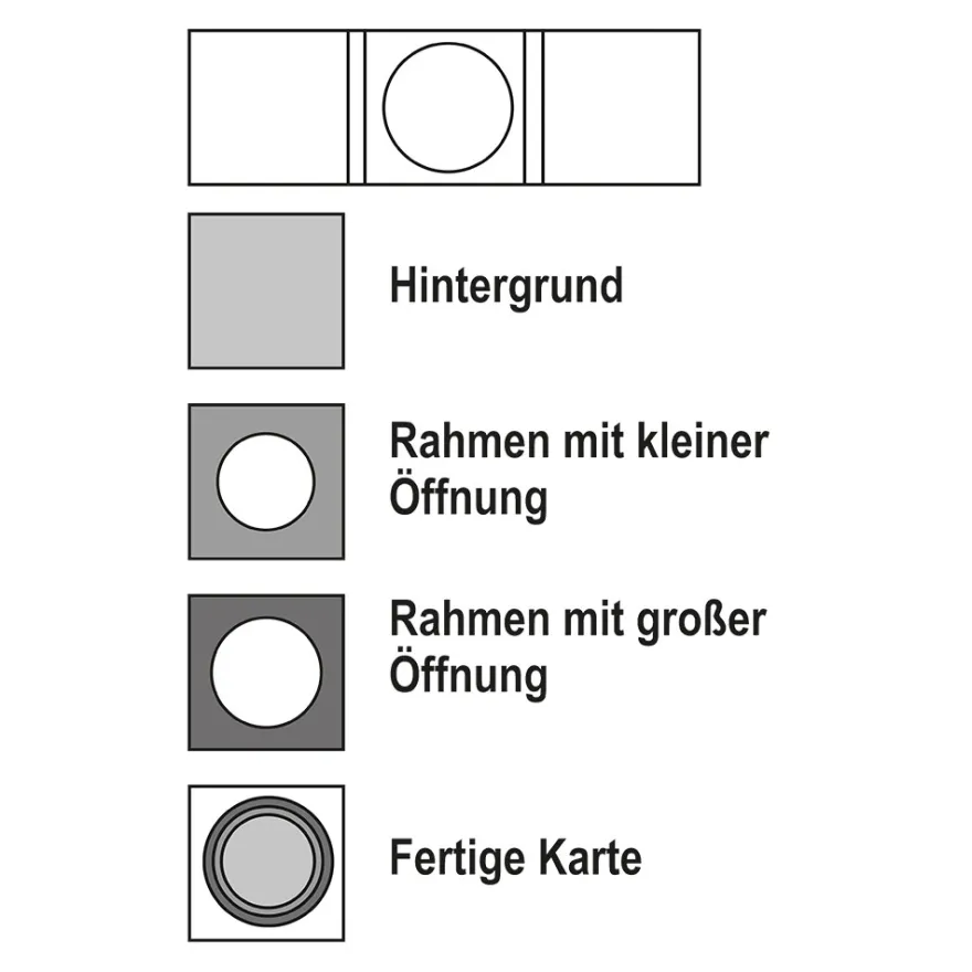 3-D Tunnelkarten & Umschläge, Sortierung 1, 16cm x 16cm, 30-teilig, 5 Stück