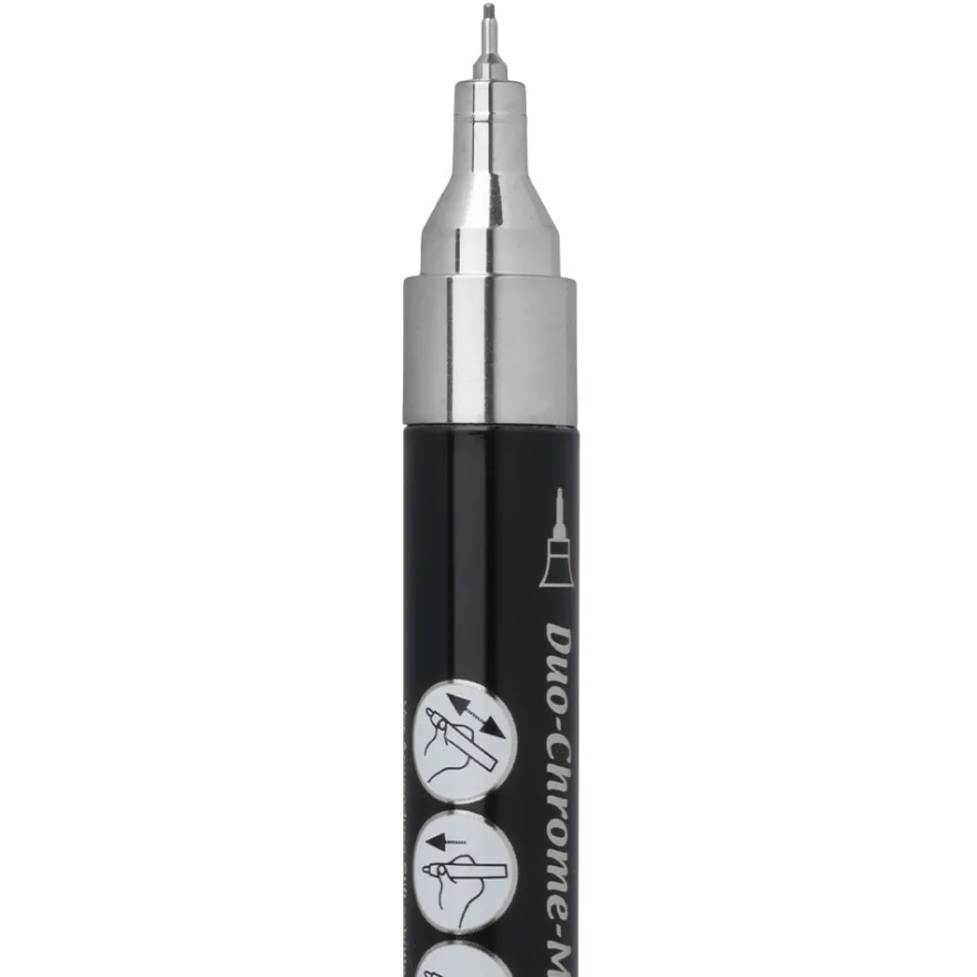 Duo-Chrome-Marker, mit je zwei verschiedenen Stiftspitzen, hochpigmentiert, silber, 2 Stück