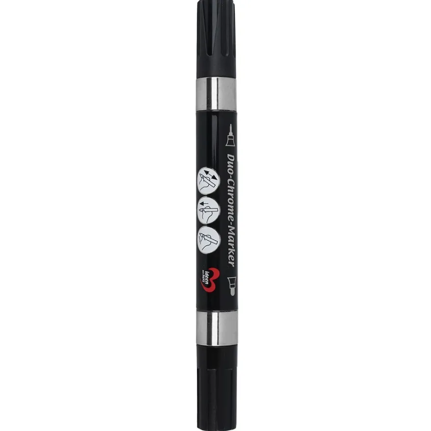 Duo-Chrome-Marker, mit je zwei verschiedenen Stiftspitzen, hochpigmentiert, silber, 2 Stück