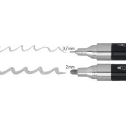 Duo-Chrome-Marker, mit je zwei verschiedenen Stiftspitzen, hochpigmentiert, silber, 2 Stück
