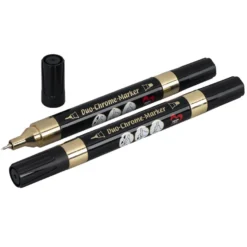 Duo-Chrome-Marker, mit je zwei verschiedenen Stiftspitzen, hochpigmentiert, gold, 2 Stück
