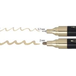 Duo-Chrome-Marker, mit je zwei verschiedenen Stiftspitzen, hochpigmentiert, gold, 2 Stück