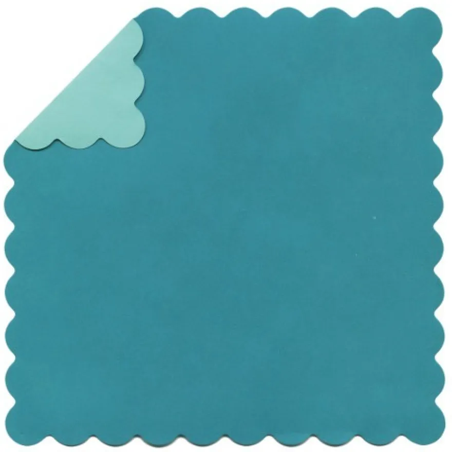 DuoColor Stanz-Faltpapiere, 15 x 15 cm, türkis, Wellenrand, 60 Blatt