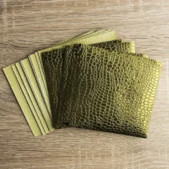 DuoDesign Faltfolien, Kroko-Optik, 10cm x 10cm, 65 Blatt, oliv