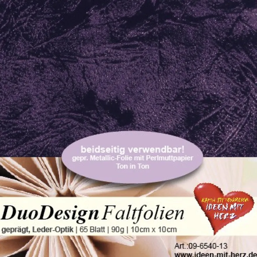 DuoDesign Faltfolien, Leder-Optik, 10cm x 10cm, 65 Blatt, aubergine
