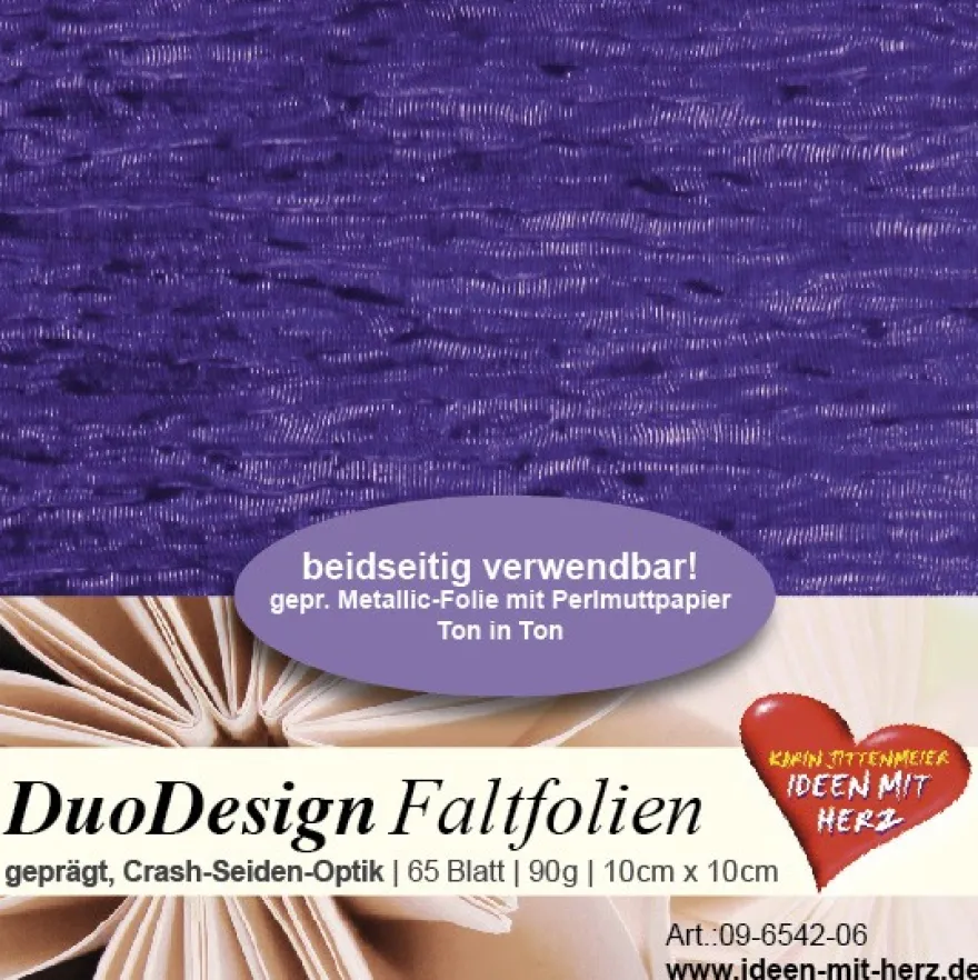 DuoDesign Faltfolien, Seiden-Optik, 10cm x 10cm, 65 Blatt, violett