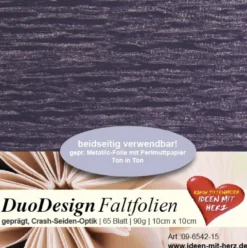 DuoDesign Faltfolien, Seiden-Optik, 10cm x 10cm, 65 Blatt, dunkelflieder