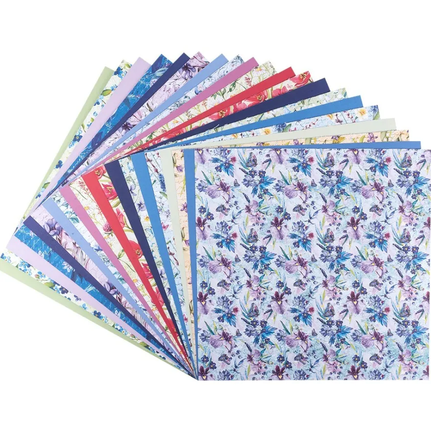 Duo-Design-Papiere, Blumen 2, beidseitig bedruckt, 25cm x 25cm, 250g/m², 20 Blatt