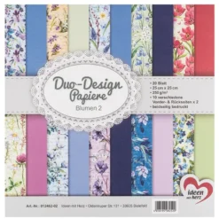 Duo-Design-Papiere, Blumen 2, beidseitig bedruckt, 25cm x 25cm, 250g/m², 20 Blatt