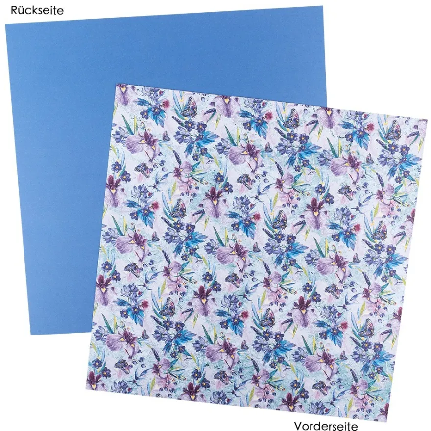 Duo-Design-Papiere, Blumen 2, beidseitig bedruckt, 25cm x 25cm, 250g/m², 20 Blatt