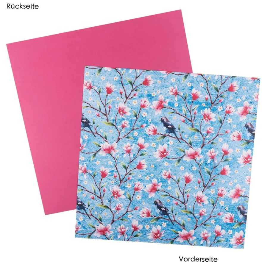 Duo-Design-Papiere, Blumen 1, beidseitig bedruckt, 25cm x 25cm, 250g/m², 20 Blatt