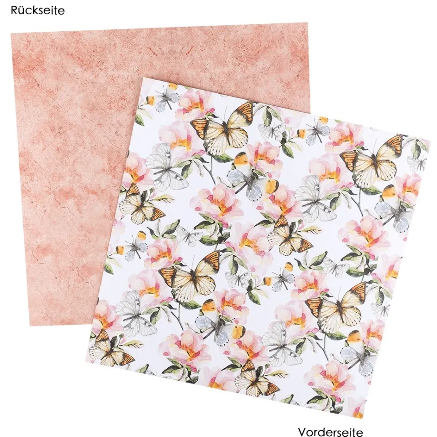 Duo-Design-Papiere, Blumen 3, beidseitig bedruckt, 25cm x 25cm, 250g/m², 20 Blatt