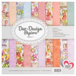 Duo-Design-Papiere, Elfen 1, beidseitig bedruckt, 25cm x 25cm, 250g/m², 20 Blatt