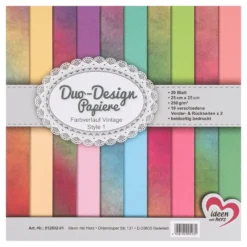 Duo-Design-Papiere, Farbverlauf Vintage Style 1, beidseitig bedruckt, 25cm x 25cm, 250g/m², 20 Blatt