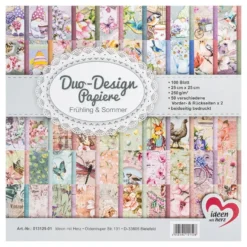 Duo-Design-Papiere, Frühling & Sommer, beidseitig bedruckt, 25cm x 25cm, 250 g/m², 100 Blatt