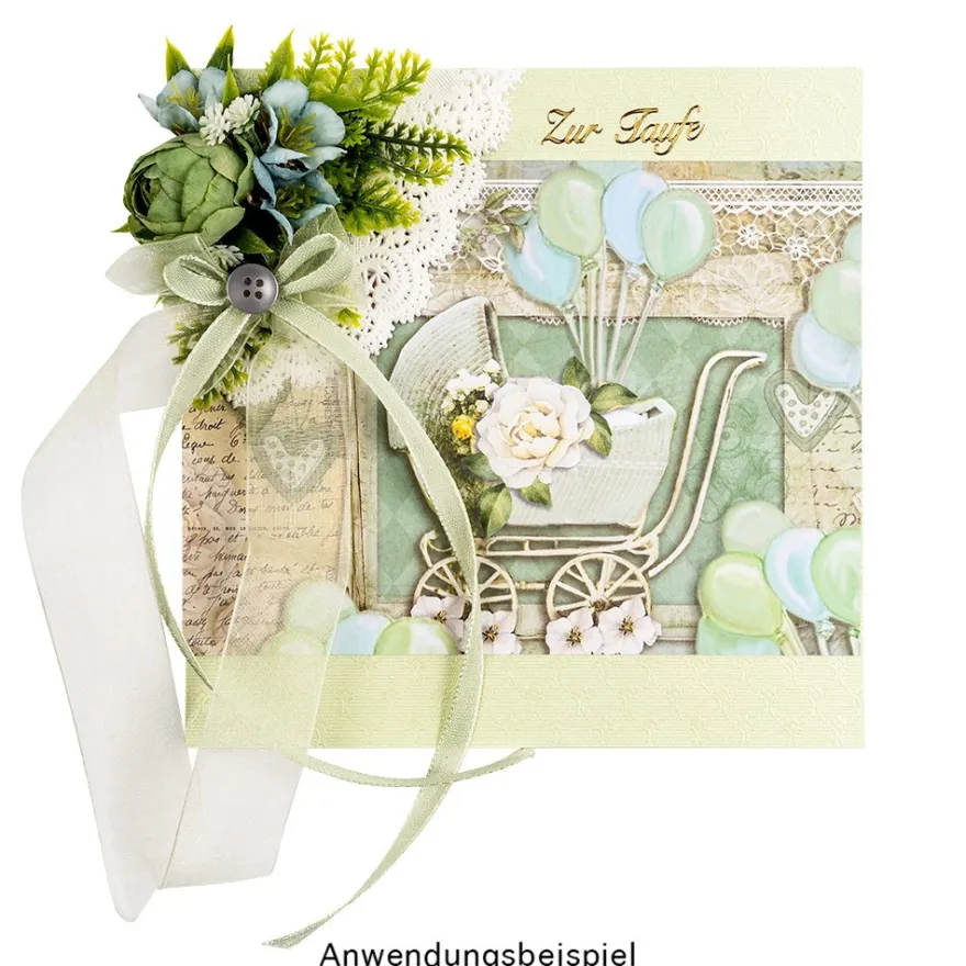 Duo-Design-Papiere, Geburt 1, beidseitig bedruckt, 25cm x 25cm, 250g/m², 20 Blatt