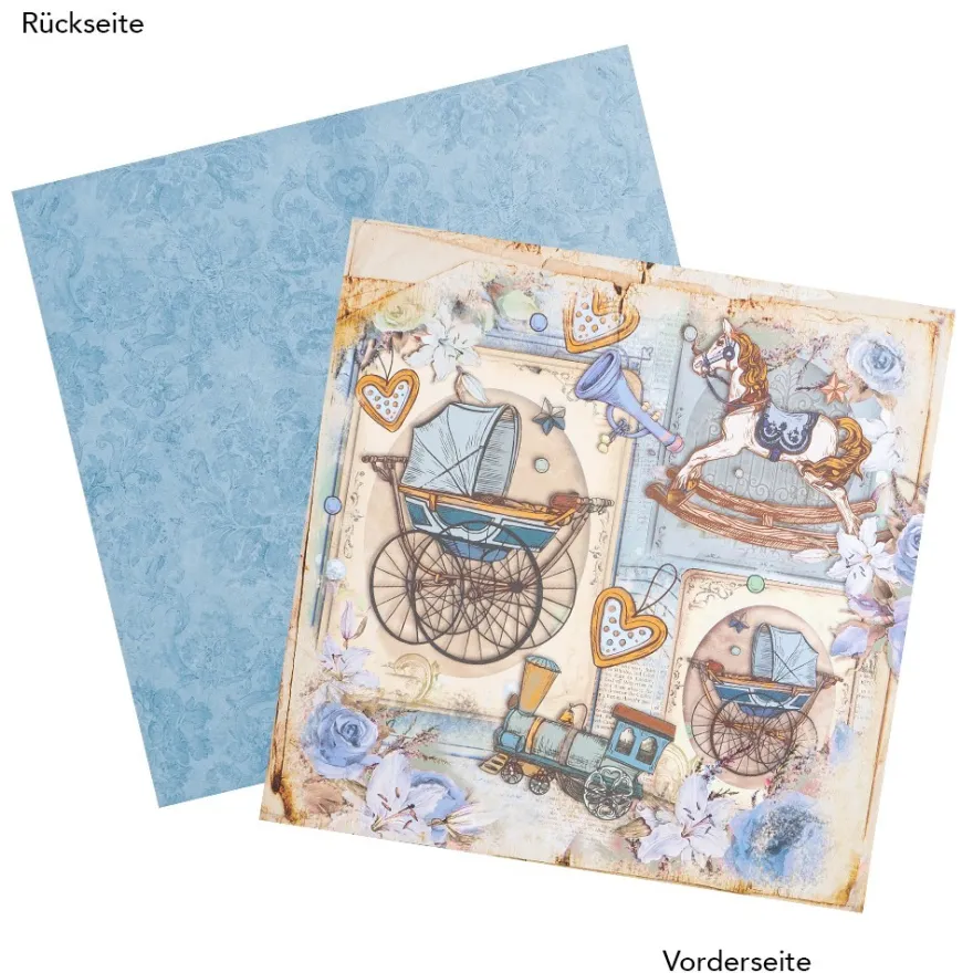 Duo-Design-Papiere, Geburt 1, beidseitig bedruckt, 25cm x 25cm, 250g/m², 20 Blatt