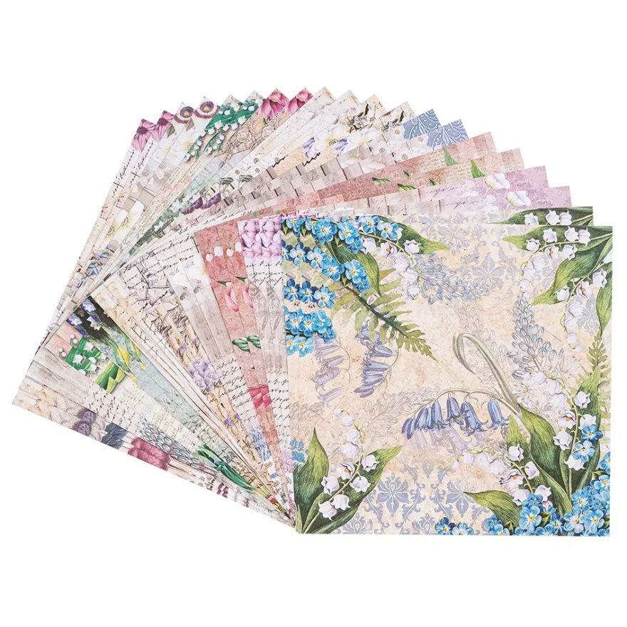 Duo-Design-Papiere, Glockenblumen 2, beidseitig bedruckt, 25cm x 25cm, 250g/m², 20 Blatt