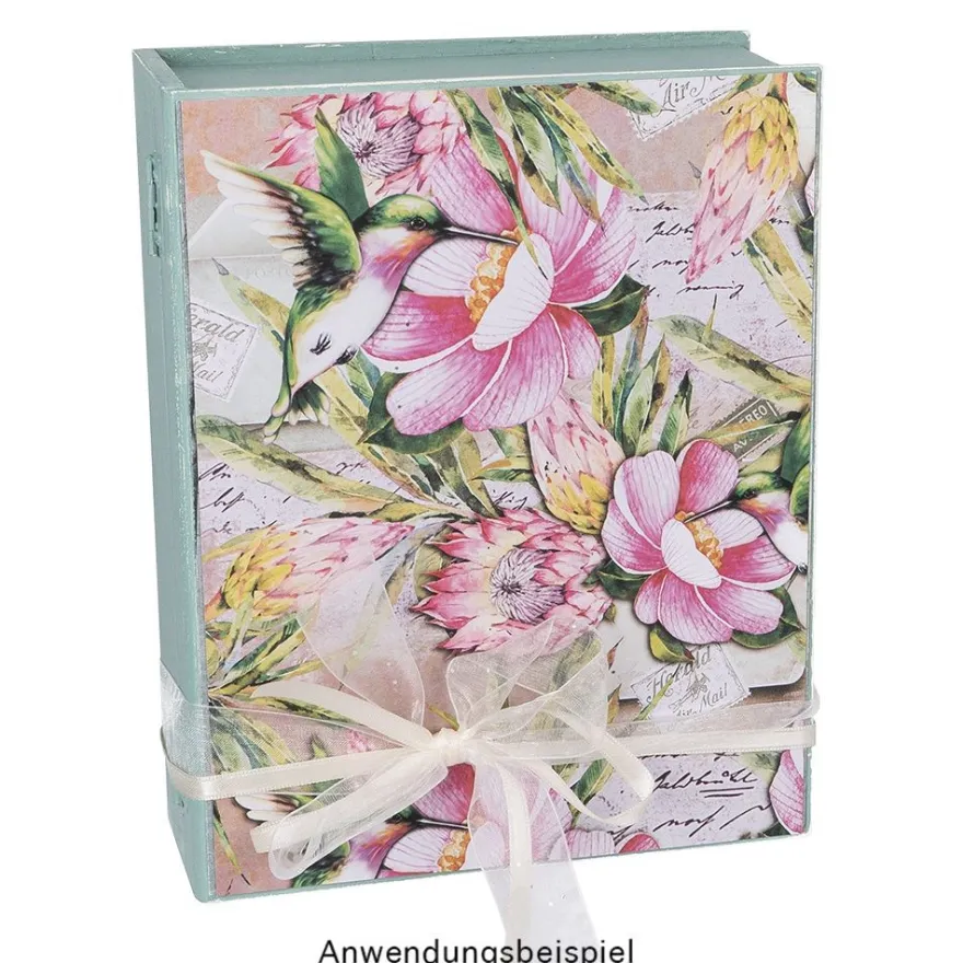 Duo-Design-Papiere, Kolibris & Blüten, beidseitig bedruckt, 25cm x 25cm, 250g/m², 20 Blatt