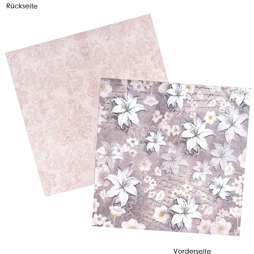Duo-Design-Papiere, Kondolenz 2, beidseitig bedruckt, 25cm x 25cm, 250g/m², 20 Blatt
