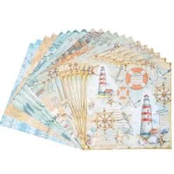 Duo-Design-Papiere, Maritim 1, beidseitig bedruckt, 25cm x 25cm, 250g/m², 20 Blatt