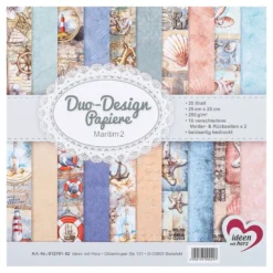 Duo-Design-Papiere, Maritim 2, beidseitig bedruckt, 25cm x 25cm, 250g/m², 20 Blatt
