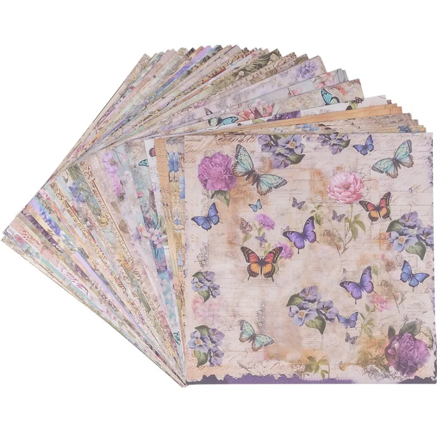 Duo-Design-Papiere, Nostalgie, beidseitig bedruckt, 25cm x 25cm, 250 g/m², 100 Blatt