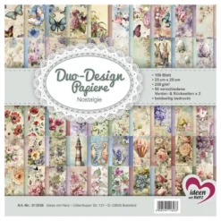 Duo-Design-Papiere, Nostalgie, beidseitig bedruckt, 25cm x 25cm, 250 g/m², 100 Blatt