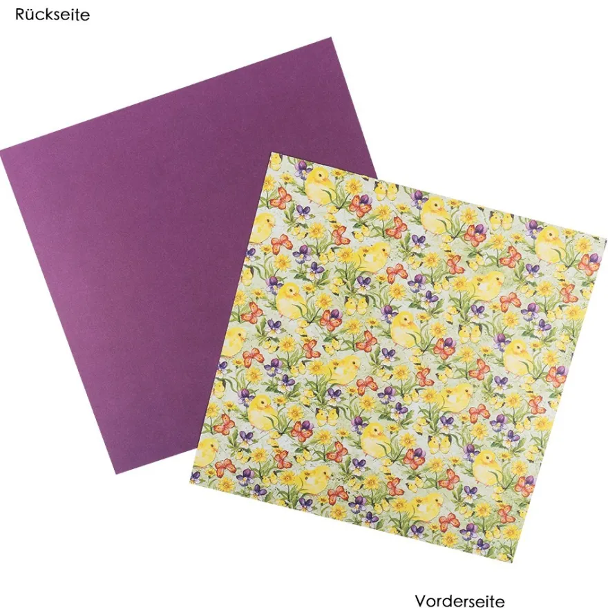 Duo-Design-Papiere, Ostern 1, beidseitig bedruckt, 25cm x 25cm, 250g/m², 20 Blatt