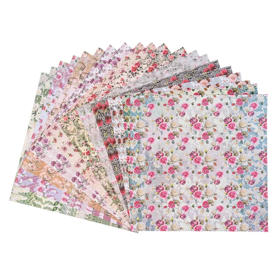 Duo-Design-Papiere, Rosen Deluxe 1, beidseitig bedruckt, 25cm x 25cm, 250g/m², 20 Blatt