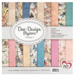 Duo-Design-Papiere, Vintage 3, beidseitig bedruckt, 25cm x 25cm, 250g/m², 20 Blatt