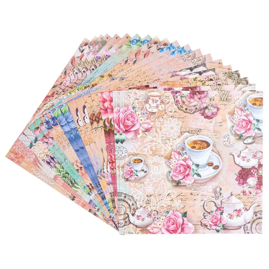 Duo-Design-Papiere, Vintage 5, beidseitig bedruckt, 25cm x 25cm, 250g/m², 20 Blatt