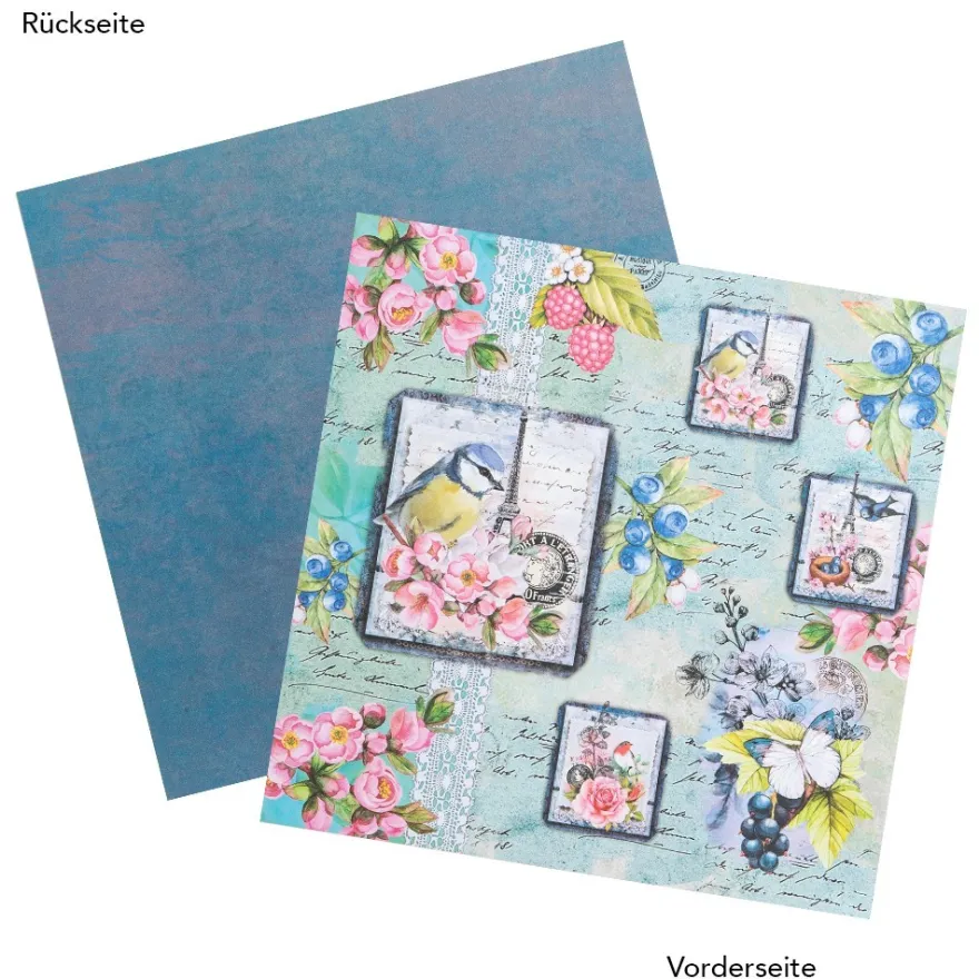 Duo-Design-Papiere, Vintage 5, beidseitig bedruckt, 25cm x 25cm, 250g/m², 20 Blatt