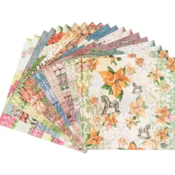 Duo-Design-Papiere, Winter-Floristik 3, beidseitig bedruckt, 25cm x 25cm, 250g/m², 20 Blatt