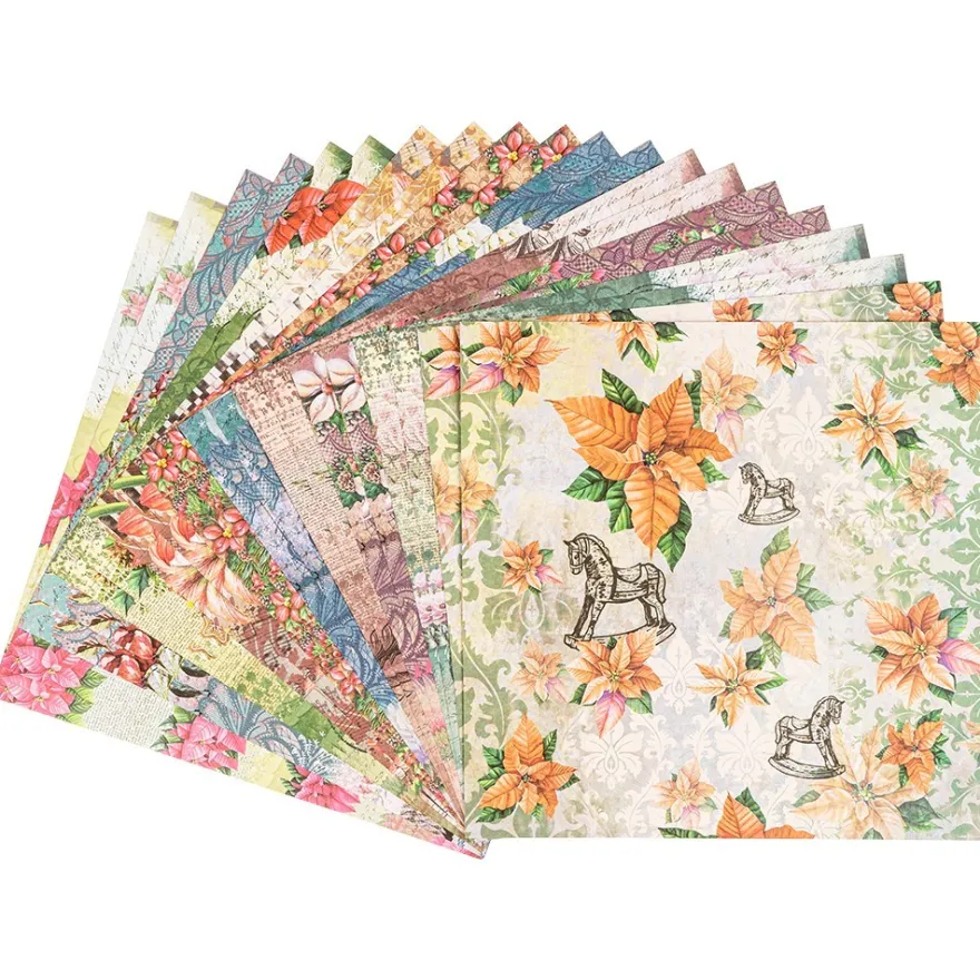 Duo-Design-Papiere, Winter-Floristik 3, beidseitig bedruckt, 25cm x 25cm, 250g/m², 20 Blatt