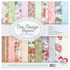Duo-Design-Papiere, Winter-Floristik 3, beidseitig bedruckt, 25cm x 25cm, 250g/m², 20 Blatt