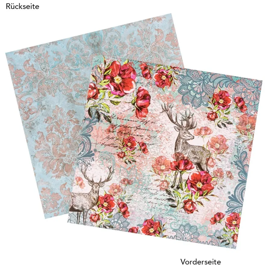 Duo-Design-Papiere, Winter-Floristik 3, beidseitig bedruckt, 25cm x 25cm, 250g/m², 20 Blatt
