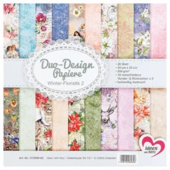 Duo-Design-Papiere, Winter-Floristik 2, beidseitig bedruckt, 25cm x 25cm, 250g/m², 20 Blatt
