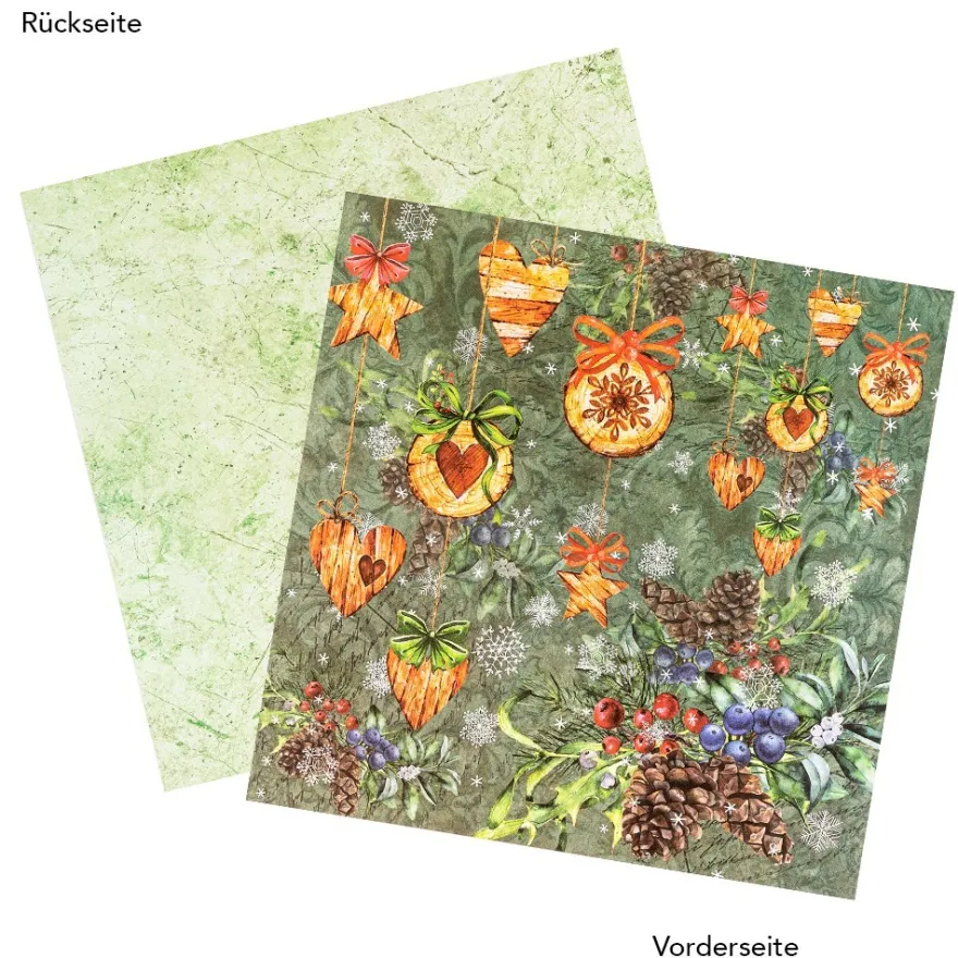 Duo-Design-Papiere, Winter-Floristik 2, beidseitig bedruckt, 25cm x 25cm, 250g/m², 20 Blatt