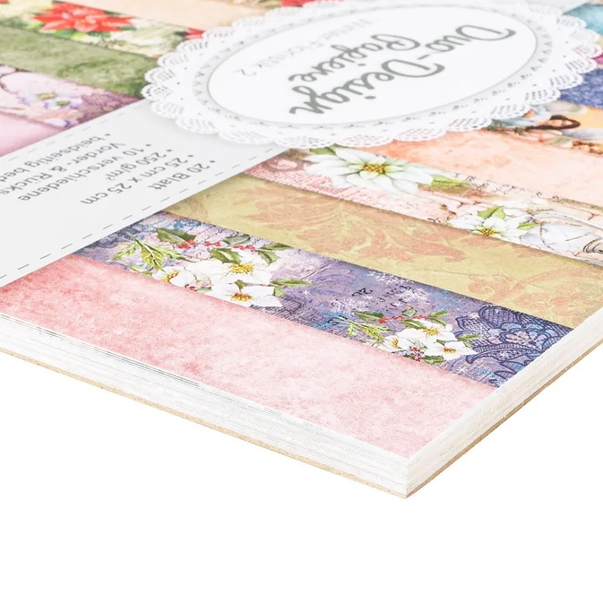 Duo-Design-Papiere, Winter-Floristik 2, beidseitig bedruckt, 25cm x 25cm, 250g/m², 20 Blatt