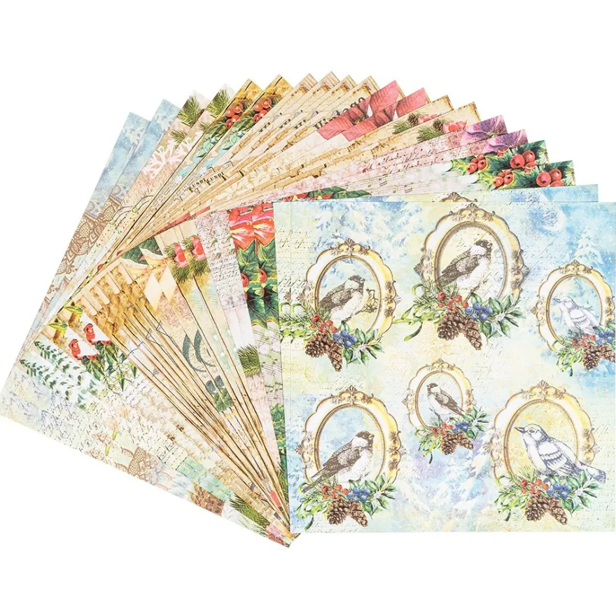 Duo-Design-Papiere, Winterzeit 2, beidseitig bedruckt, 25cm x 25cm, 250g/m², 20 Blatt