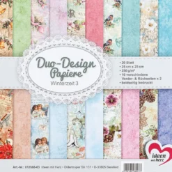 Duo-Design-Papiere, Winterzeit 3, beidseitig bedruckt, 25cm x 25cm, 250g/m², 20 Blatt
