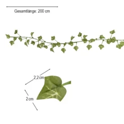 Efeu-Girlande, Design 2, 2m lang, drahtverstärkt