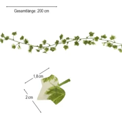 Efeu-Girlande, Design 1, 2m lang, drahtverstärkt