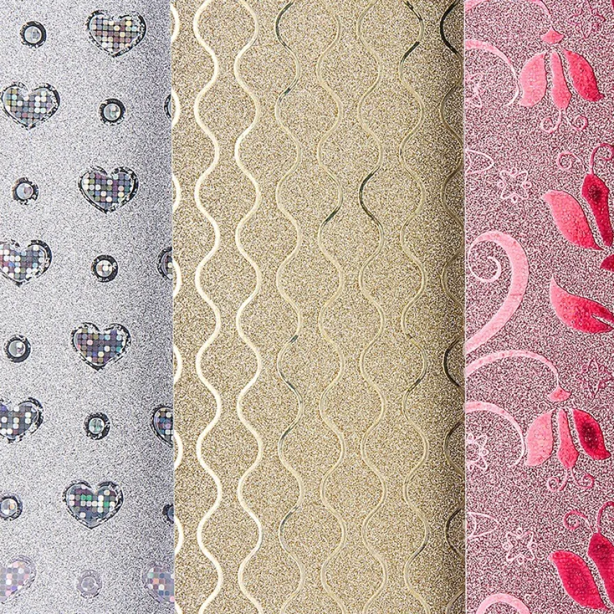 Effekt-Papiere, Glitzer-Mix, DIN A4, selbstklebend, 3 verschiedene Designs, 20 Stück
