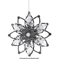 Eisblume zum Zusammensetzen, Ø 17cm, weiß mit Glitzer, klar, 5 Teile