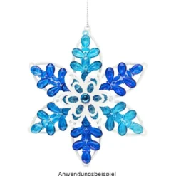 Eisblume zum Zusammensetzen, Ø 17cm, weiß mit Glitzer, klar, 5 Teile