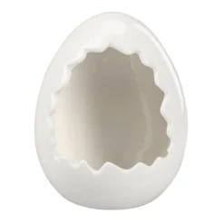 Ei zum Befüllen, 12,4cm hoch, 10,9cm breit, 9,8cm tief, weiß glänzend